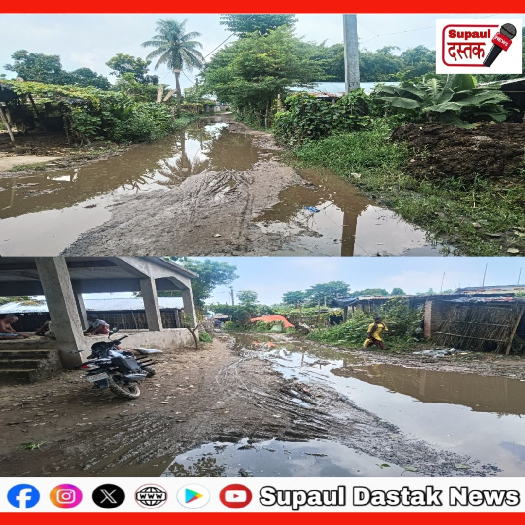 कीचड़ और जलजमाव से बदहाल पिपराही की मुख्य सड़क, ग्रामीणों का आवागमन हुआ मुश्किल